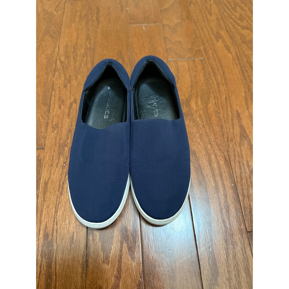 J/Slides Navy Blue Slip On Platform Sneakers Women Size 7 Textile Low Top